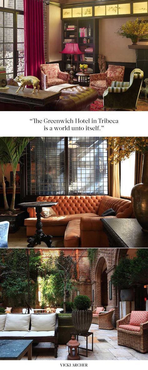 The Greenwich Hotel, Tribeca - Vicki Archer // http://vickiarcher.com/2015/12/the-greenwich-hotel-tribeca/ Greenwich Hotel Nyc, Precedent Study, Restaurants Nyc, Nyc Places, Greenwich Hotel, Roof Terraces, Nyc Apt, Amazing Houses, York Travel