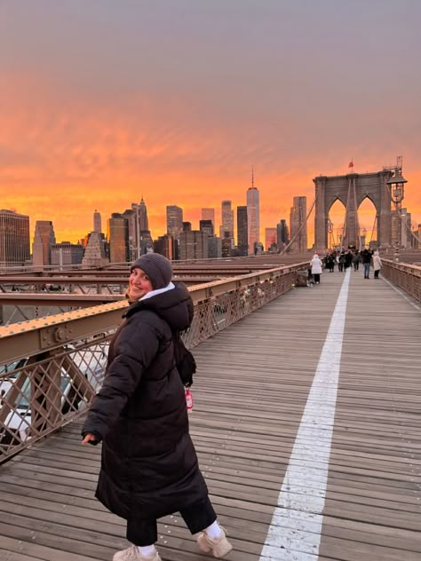 Brooklyn Bridge Sunset, Brooklyn Bridge Picture Ideas, New York In February, New York Picture Ideas, New York City Sunset, Bridge Pictures, New York Photo Ideas, New York Brooklyn Bridge, New York Sunset