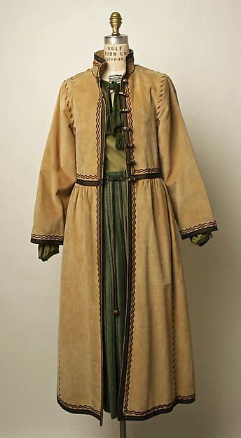 * Ensemble - fall/winter 1976–77 - leather, wool Yves Saint Laurent, France Autumn, Moda Steampunk, Yves Saint Laurent Paris, Ballet Russe, Ysl Saint Laurent, Fashion 1970s, St Laurent, Folk Fashion, Vintage Couture