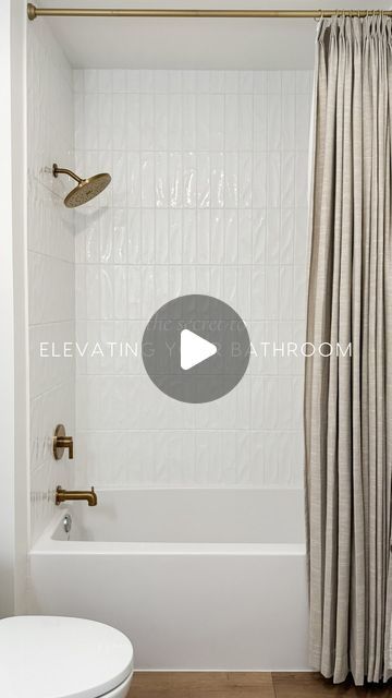 Ceiling High Shower Curtain, Guest Bathroom With Shower Curtain, Ceiling Mount Shower Curtain, Tall Shower Curtain, Tall Shower Curtains, House Flip, Measuring Curtains, Bathroom Hacks, Beige Bathroom