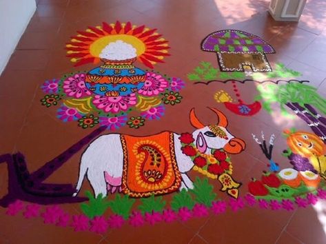 pot-panai-rangoli-kolam-design Kolam For Competition, Latest Rangoli Designs Creative, New Rangoli Designs Creativity, Rangoli Designs Creative, Kolam Designs Rangoli, Sankranti Muggulu, Pongal Pot, Latest Rangoli Designs, New Rangoli