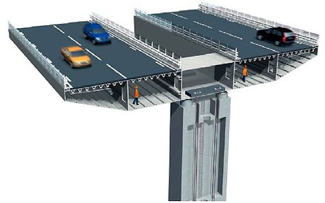 Cross-section of the bridge superstructure. - Image - Road Traffic Technology Road Engineering, Highway Architecture, Wall Mount Bike Rack, Bridge Structure, Garden Wall Designs, Civil Engineering Design, Industrial District, Bridge Construction, Road Bridge