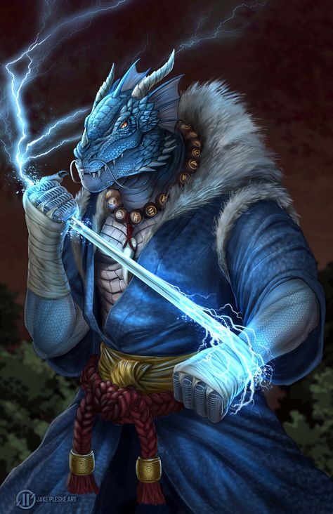 Ascendant Dragon Monk, Blue Dragonborn Dnd, Dragon Monk, Dnd Monk, Monk Dnd, Dnd Dragonborn, Dnd Npc, Dragon Born, Pathfinder Character