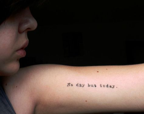 Rent Tattoos Musical, Rent The Musical Tattoo, Rent Inspired Tattoos, Rent Tattoo Ideas, Rent Musical Tattoo, Rent Tattoo Musical, No Day But Today Tattoo, Rent Tattoo, Broadway Tattoos