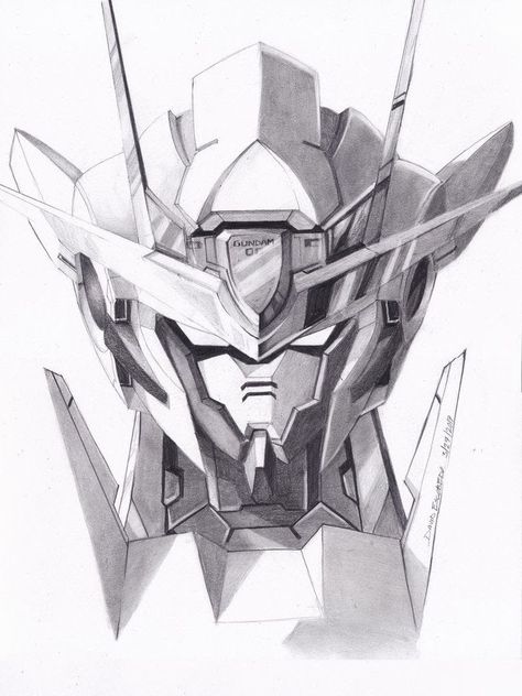 Gundam Oo, 00 Gundam, Copic Marker Drawings, Gundam Head, Comic Art Sketch, Head Illustration, Strike Gundam, Mecha Robot, Gundam 00