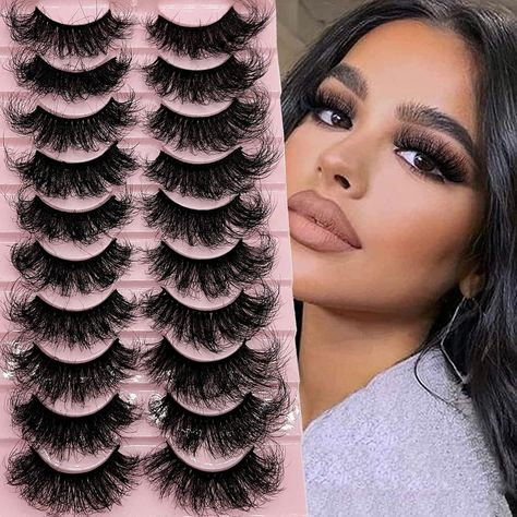 Amazon.com: Dramatic 25 MM Mink Lashes Fluffy 5D Mink Eye Lashes Pack Reusable Long Wispies False Eyelashes Bulk : Beauty & Personal Care Lashes Cat Eye, Wispy Eyelashes, Lashes Natural, Natural False Eyelashes, 3d Mink Lashes, Strip Lashes, Mink Eyelashes, Mink Lashes, False Eyelashes