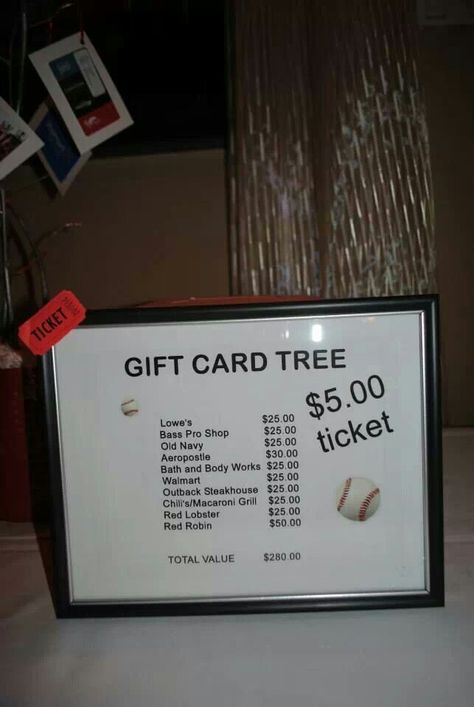 Gift card tree,,,,,$5 tickets Gift Card Raffle Ideas, Raffle Ideas For Work, Christmas Tree Raffle Ideas, Gift Card Raffle Display, Buck And Doe Games Money Fundraising Ideas, Gift Card Fundraiser, Raffle Ticket Container Ideas, Ways To Display Gift Cards For Raffle, Raffle Ideas Fundraiser