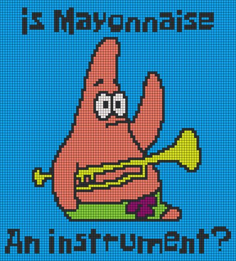 Alpha pattern #161720 | BraceletBook Spongebob Knitting Patterns, Spongebob Tapestry Crochet, Crochet Grid Patterns Blanket, Patrick Star Crochet Pattern, Spongebob Pixel Art Grid, Cartoon Alpha Pattern, Alpha Patterns Funny, Patrick Pixel Art, Spongebob Alpha Pattern