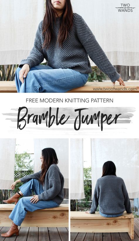 Free Bramble Stitch (aka Raspberry Stitch, Trinity Stitch) Sweater Knitting Pattern Trinity Stitch, Diy Tricotin, Modern Knitting Patterns, Knitting Patterns Free Sweater, Jumper Knitting Pattern, Jumper Patterns, Sweater Knitting Pattern, Stitch Sweater, Modern Knitting