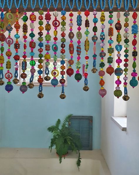 Beaded Valance, Hanging Door Beads, Beaded Sun Catcher, Unique Wind Chime, Bead Curtain, Beaded Curtain, Bead Inspiration, Dorm Inspo, Basic Workout