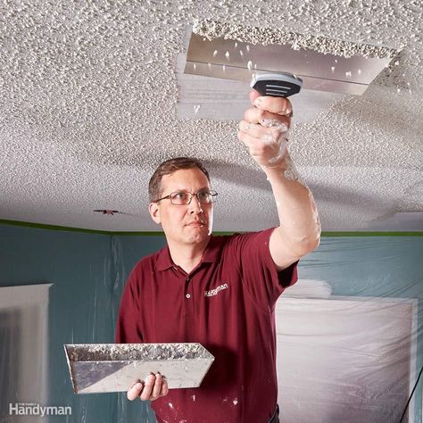 11 Tips on How to Remove a Popcorn Ceiling Faster and Easier Condo Makeover, Removing Popcorn Ceiling, Homemade Toilet Cleaner, Tongue And Groove Ceiling, Cleaning Painted Walls, Handy Man, Ceiling Texture, Popcorn Ceiling, Plaster Ceiling