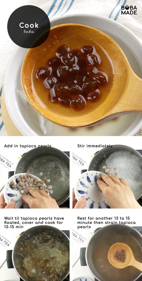 BobaMade_Make_Tapioca_Pearls_Boba_ScratchCook Make Tapioca Pearls, Homemade Boba, Tapioca Recipes, Boba Recipe, Boba Tea Recipe, Bubble Tea Recipe, Boba Pearls, Pearl Tea, Infographic Inspiration