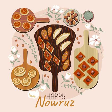 Top view of plate of pakhlava and shekerbura and goga is delicious sweet pastry for happy nowruz mean persian new year Novruz Holiday, Nowruz Crafts, Happy Nowruz, Haft Sin, Persian New Year, Sweet Pastry, Sweet Pastries, Pencil Art Drawings, Art Photos