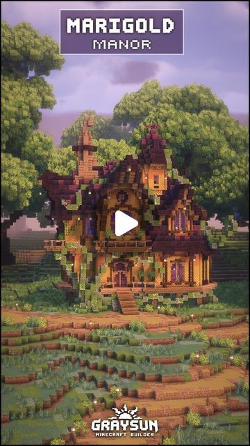 Graysun | Minecraft Builds on Instagram: "Fantasy House - Minecraft
💾Comment "Download" for my Patreon Link!

In this video im showing the build process of the Marigold Manor design!

#minecraft #minecraftbuilds #minecrafthouse #minecraftfantasy #minecraftideas" Cute Acacia House Minecraft, Minecraft Building Ideas Mansions, Graysun Minecraft Build, Minecraft Plains Biome House, Minecraft Manor House, Minecraft Wall Designs Inside, Minecraft Building Ideas Tutorials, Minecraft House Guide, Minecraft Wizard House