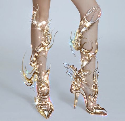 Fairy Heels Shoes, Fairytale High Heels, Fantasy Shoes Heels, Fantasy High Heels, Boots Fantasy Heels, Fantasy Heels, Dragon High Heels, Fae Ball, Fairy Heels