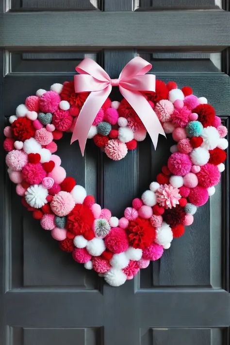 DIY Dollar Store Valentine’s Wreath Ideas Valentine Door Wreath Diy, Valentine’s Day Wreath Ideas, Diy Valentines Decorations Dollar Stores, Dollar Tree Heart Wreath Diy, Valentine’s Day Wreath Diy, Valentines Wreath Dollar Store, Diy Dollar Tree Valentines Decorations, Valentine’s Day Door Hanger, Valentine Porch Decorating Ideas