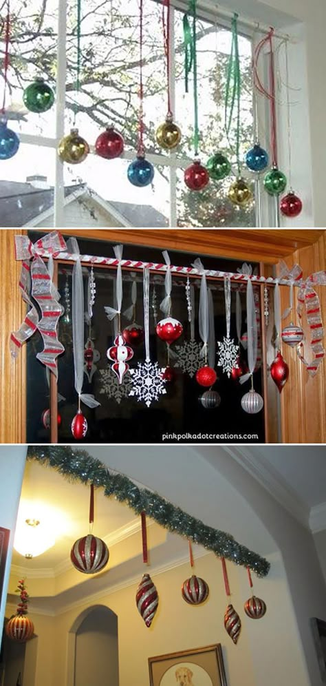 21 Creative Ways to Use Tension Rods - Ohdailytries Tension Rod Ideas, Tension Rods, Easy Christmas Decorations, Tension Rod, Winter Ideas, Christmas Decoration Ideas, Christmas Window, Christmas Decorating Ideas, Everything Christmas