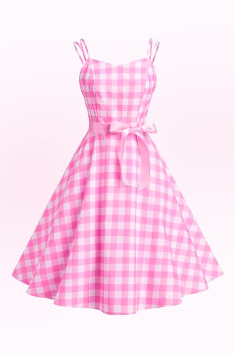 This also looks a lot like the pink plaid dress margot robbie is wearing in Barbie The Movie 2023! Pink plaid was a classic element in 50s and 60s 🌸🌊 Barbiecore inspired Women Vintage 1950s Pink Gingham Dress Spaghetti Straps Rockabilly Pinup Dress 💖✨ This is an amazon affiliate link. Movie Core, Pink Plaid Dress, 1950s Rockabilly, Pink Gingham Dress, Vintage Polka Dot Dress, Pinup Dress, 2023 Pink, Movie 2023, Audrey Dress