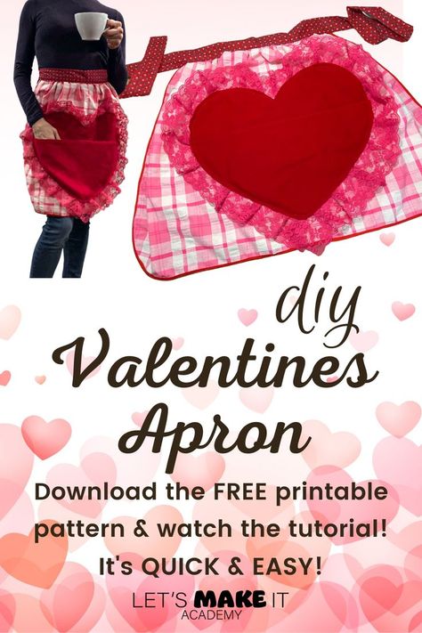 Heart Apron, Accessories Video, Waist Apron, Half Apron, Printable Patterns, Easy Diy Crafts, Cute Crafts, Community Board, Valentines Diy