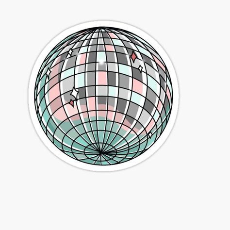 Disco Ball Printable, 80s Stickers Printable, Observatory Wedding, Disco Stickers, Disco Ball Sticker, Ball Stickers, Girly Stickers, Sticker Design Inspiration, Sticker Retro