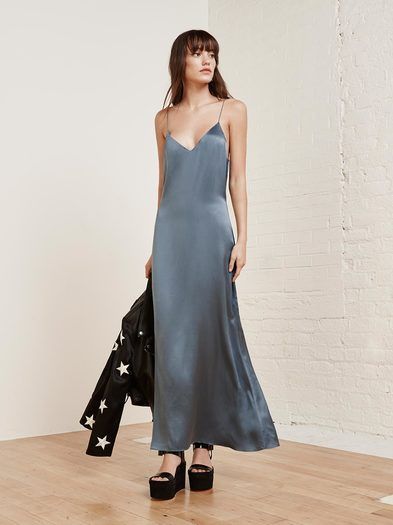 Pair a long silk slip dress with fun platform shoes for an easy yet elegant look. Let DailyDressMe help you find the perfect outfit for whatever the weather! Neo Grunge, Tokyo Street Fashion, Grunge Dress, Black Grunge, Slip Dresses, Black Tie Dress, Dress Slip, Silky Dress, Grad Dresses