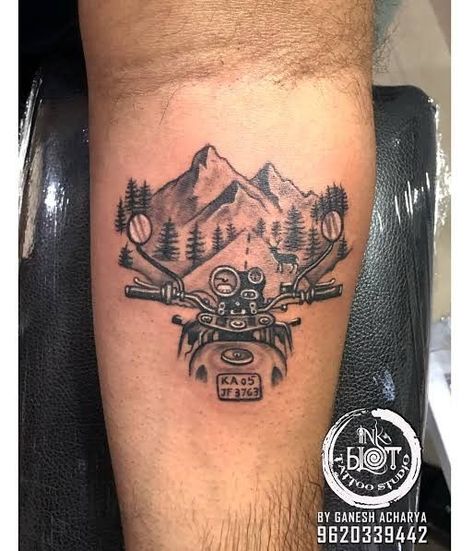 Tattoo Ideas For Bikers, Fourwheeler Tattoo, Sturgis Tattoo Ideas, Motorcycle Themed Tattoos, 4 Wheeler Tattoo, Rip Tattoos For Dad, Compass And Map Tattoo, Medusa Drawing, Travel Tattoo Ideas