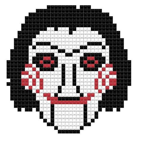 Jigsaw Jigsaw Cross Stitch, Jigsaw Perler Beads, Horror Characters Pixel Art, Jigsaw Pixel Art, Freddy Krueger Pixel Art, Chucky Pixel Art, Ghost Face Pixel Art, Horror Movie Pixel Art, Horror Pixel Art Grid