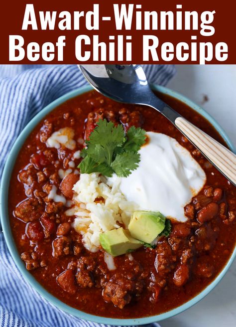 Chilli Cook Off Recipes, Award Winning Chicken Recipes, Chile Recipes Beef, Competition Chili Recipe, Brick Chili Recipe, Best Chili Recipe Award Winning, Best Beef Chili Recipe, Best Beef Chili, Texas Chili Recipe