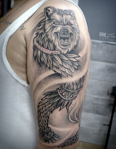 Dacic Wolf Tattoo, Wolf Shoulder Tattoo, Zen Tattoo, Animal Sleeve, Animal Sleeve Tattoo, Wolf Tattoo Design, Wolf Tattoo, Grey Tattoo, Sleeve Tattoo