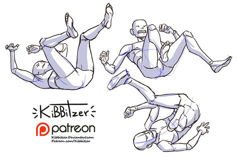 Falling reference sheet -PREVIEW- | kibbitzer on Patreon Poses Falling, Drawing Body Poses, Gesture Drawing, 캐릭터 드로잉, Character Poses, Poses References, Figure Drawing Reference, Anatomy Reference, Beautiful Drawings