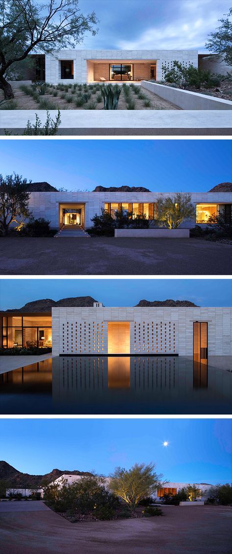 Stone Court Villa by Marwan Al Sayed Inc. in Paradise Valley, Arizona Paradise Valley Arizona, Ritual Bath, Paradise Valley, Stone Houses, Residential Architecture, Amazing Architecture, Contemporary House, Arch, Paradise