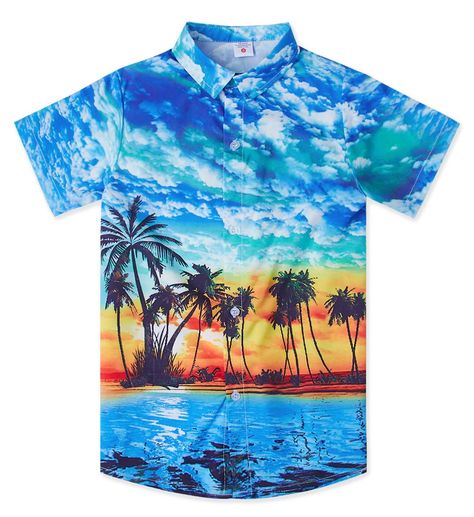 Male Blouse, Boys Hawaiian Shirt, Hawaii Shirts, Beach Hawaii, Blue Hawaiian, Hawaii Beaches, Slim Shorts, Beach Tops, Aloha Shirt