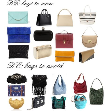 Bags for Dramatic Classic by wichy on Polyvore | NOTE: Kibbe wrote, "Crisply tailored bags. Envelopes, clutches, box-shaped bags. Metallic evening clutches. Narrow to medium briefcases, constructed, with a frame. Avoid: Overly delicate or ornate styles. Large, unconstructed styles." Soft Autumn Dramatic Classic, Dramatic Classic Accessories, Dramatic Classic Capsule Wardrobe, Dramatic Classic Jewelry, Dramatic Classic Kibbe, Dramatic Summer, Kibbe Classic, Classic Kibbe, Dramatic Romantic