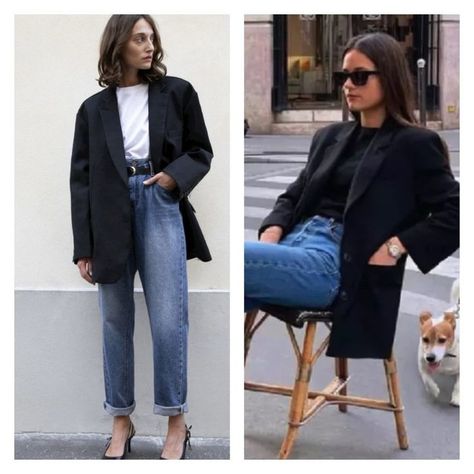 Zara Jackets & Coats | Zara Black Oversized Tuxedo Blazer Jacket Large Blogger Tuxedo Jacket Women Outfit, Old Money Capsule Wardrobe, Black Blazer With Jeans, Uniform Dressing, Oversized Blazer Outfit, London Outfits, Boxy Blazer, Black Blazer Outfit, Oversized Blazers