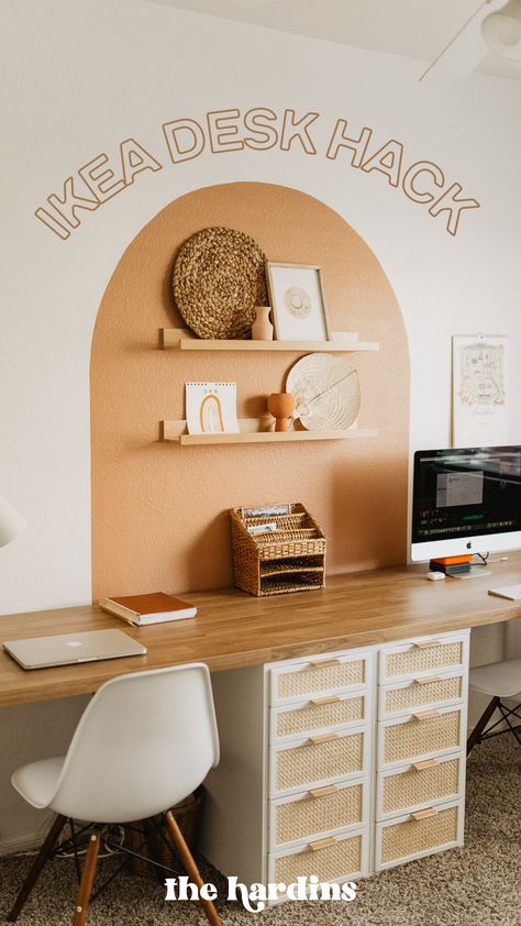 Ikea Drawers Office, Ikea Alex Drawers Desk Work Spaces, Ikea Alex Drawers Desk Hack, Ikea Desk Hack With Bookshelf, Modern Home Office Ikea, Playroom Office Combo Ideas Modern, Ikea Corner Desk Hack Office Ideas, Build Ikea Desk, Home Office And Craft Room Combo Ikea