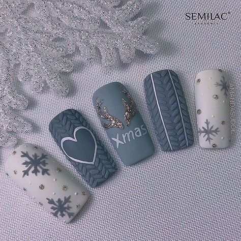 Christmas Nail Art Easy, Winter Nails Acrylic, Christmas Nails Easy, Christmas Gel Nails, Sweater Nails, 2023 Trends, Winter Nail Art, Nail Swag, Winter Nail Designs