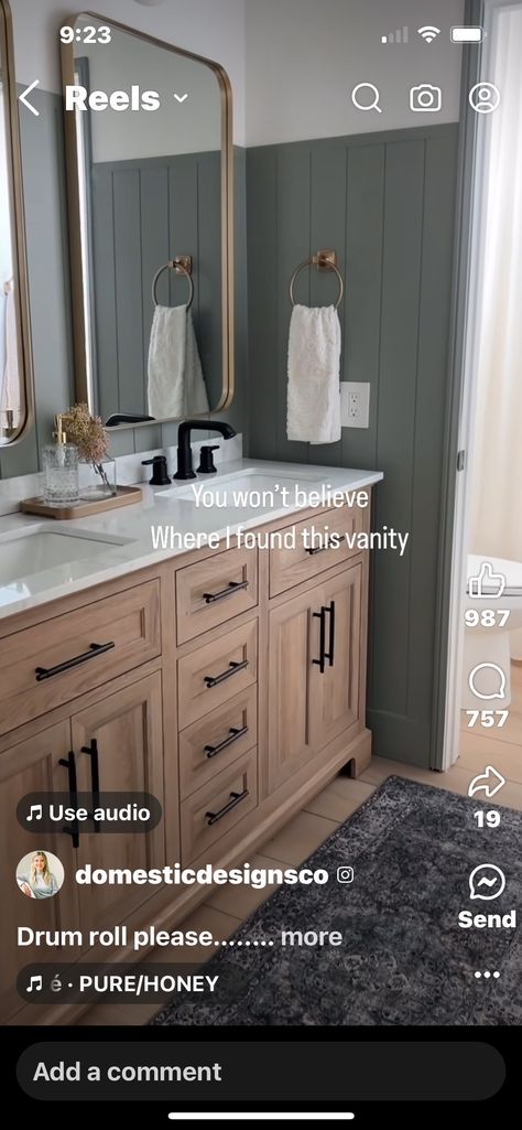 Bathroom Inspo, Guest Bath, Master Bath, Bathrooms Remodel, Bathroom Vanity, Vanity, Bath, Pure Products, Green