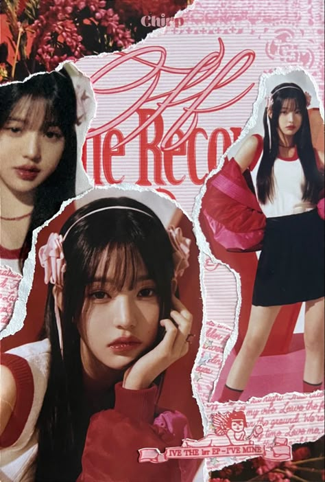 Ive Aesthetic Poster, Outfit Poster Design, Ive Scrapbook, Ive Off The Record, Off The Record Ive, Ive Album Cover, Wonyoung Scrapbook, Kpop Edit Photo, Scrapbook Poster