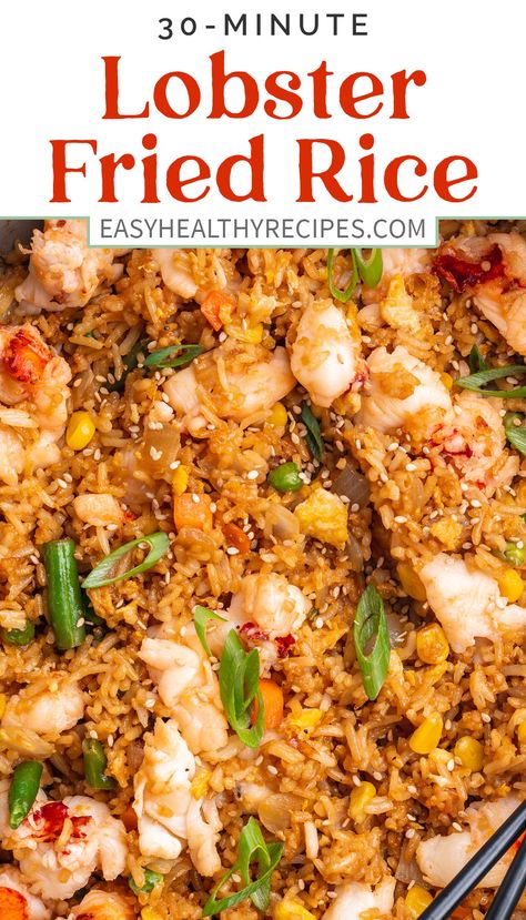 Lobster And Shrimp Fried Rice, Lobster And Rice Recipes, Lobster Rice Recipes, Lobster Fried Rice Recipe, Shrimp Fried Rice Easy, Lobster Fried Rice, Lobster Meals, Crab Fried Rice Recipe, Sauteed Garlic Shrimp