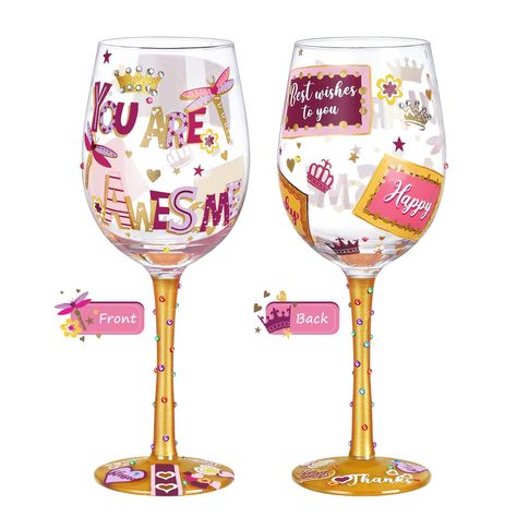 PRICES MAY VARY. 👍You are awsome: A special thank you gift with a wine glass printed with inspirational and well-wishing words such as "You are awsome", "Best wishes to you", "lucky", "Happy". Reminding people that they are awesome and sending our best wishes. ✌Funny Gift: Hand-painted wine glasses are unique and novelty to give to your best friend, teacher, colleague, neighbor, nurse, doctor, wife, classmate, and other women you appreciate the most or desires this awesome daily reminder. 🎁Gif Decorative Wine Glasses, Decorated Wine Glasses, Personalized Wine Glass, Hand Painted Wine Glasses, Birthday Gift For Mom, Nurse Doctor, Awesome Gifts, Painted Wine Glasses, You Are