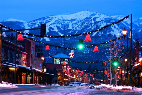 Christmas in Whitefish, Montana Quincy Montana, Montana Christmas, Montana Christmas Vacation, Christmas In Montana, Winter In Montana, Montana In Winter, Whitefish Montana Winter, Big Sky Montana Winter, Montana Living