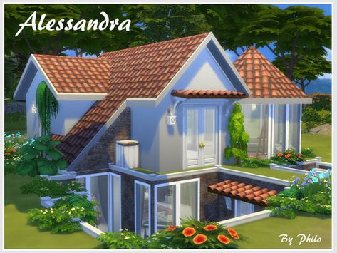 This tiny home (20x15) was designed for a young couple with a child and a toddler. It has a small swimming pool and a wellness area. Found in TSR Category 'Sims 4 Residential Lots' Lotes The Sims 4, Sims Houses, Sims Builds, Sims 4 House Plans, Sims 4 House Building, Small Swimming Pools, Sims Ideas, Sims 4 House Design, Casas The Sims 4