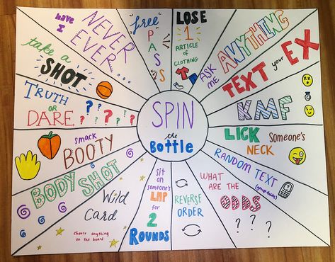 Young adult game perfect for any party! #games #drinks #drinking #party  #fungames #friends #youngliving Spin The Bottle Game, Party Tips And Tricks, Bottle Game, Drunk Games, Fun Sleepover Games, Sleepover Party Games, College Halloween Party, Diy Party Games, Home Party Games