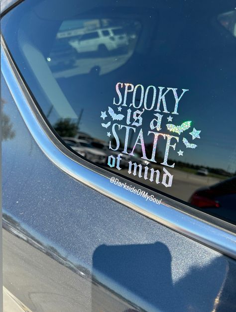 Spooky Jeep Wrangler, Spooky Car Decals, Jeep Wrangler Interior, Drive Me Crazy, Cute Car Accessories, Permanent Vinyl, Cute Cars, Car Decals, Jeep Wrangler