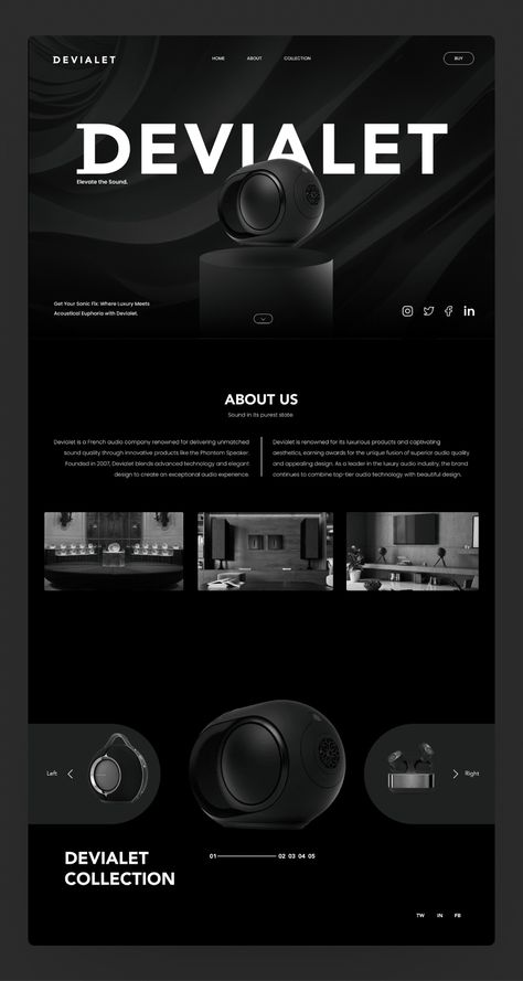 Devialet - Luxury Audio Company Website Design :: Behance Website Background Design, Company Website Design, Web Design Inspiration Portfolio, Luxury Website, Company Website, Web Layout, Design System, Website Design Inspiration, Landing Page Design