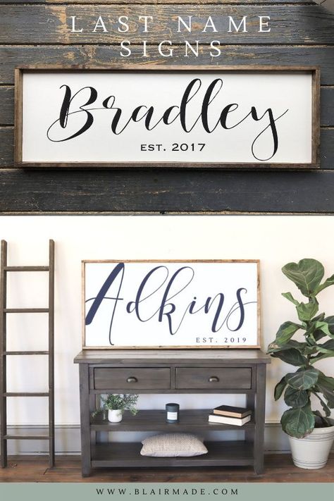 Living Room Farmhouse Lighting, Modern Farmhouse Wall Decor Living Room, Last Name Wall Decor Living Room, Wall Signs For Living Room, Family Name Sign Diy, Last Name Farmhouse Sign, Large Family Signs Wall Decor, Est Signs Diy Family Names, Last Name Wall Decor