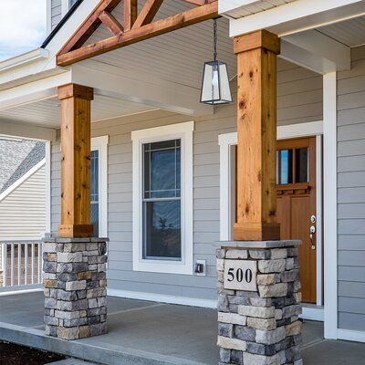 Front Porch Remodel, Modern Farmhouse Porch, Modern Porch, Ranch House Exterior, Porch Remodel, House Front Porch, Porch Columns, Front Porch Design, Home Exterior Makeover