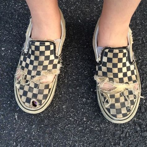 Checkerboard Slip-On | Classic Vans Vans Sk8 Hi Outfit, Dirty Vans, Vans Checkerboard Slip On, Mens Vans Shoes, Cute Vans, Vans Checkerboard, Nike Boots, Fotografi Vintage, Classic Vans