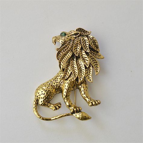 Lion Brooch, Men's Brooch, Hijab Pins, Brooch Men, Gold Lion, Topaz Color, Wedding Brooch, Animal Brooch, Popular Jewelry