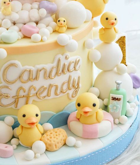 Twin Birthday Cakes, 2nd Birthday Cake, Duck Cake, Baby Bash, Duck Birthday, 2 Birthday Cake, Baby Duck, Cake Fondant, Twin Birthday